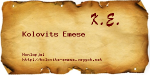 Kolovits Emese névjegykártya